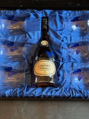 Marquis de Caussade 1943 Millésime Armagnac – Luxury Vintage Gift Set with Hand-Painted Butterfly Glassware