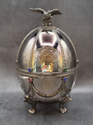 Ladoga Imperial Collection Super Premium Vodka Fabergé-Style Silver & Sapphire Egg (70cl)